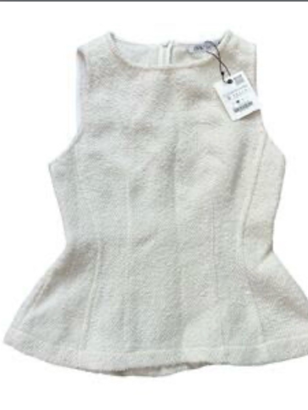 Zara Cream Textured Peplum Camisole